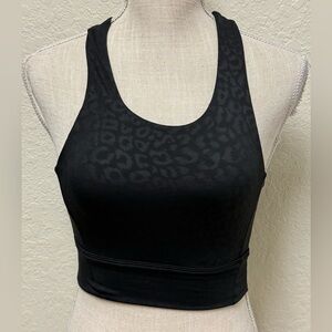 ALL FENIX Black Leopard Print Longline Sports Bra Size Small